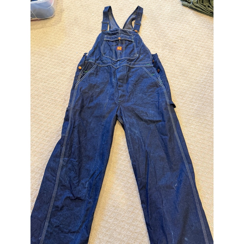 Distressed Big Ben Mens Denim Bib Overalls 36x30‎ Blue Carpenter Workwear  USA